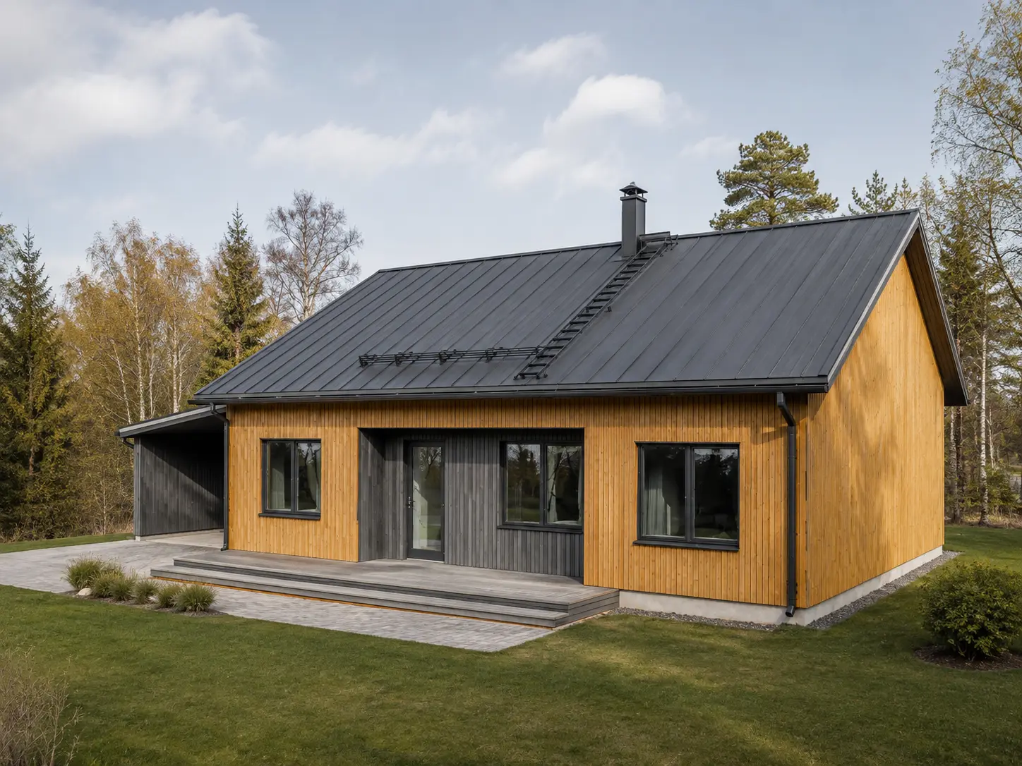 Puitfassaadiga elamu – Arhitektuurne projekt